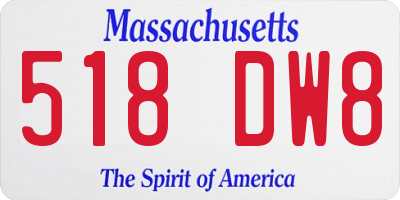 MA license plate 518DW8