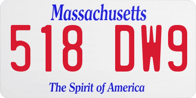 MA license plate 518DW9