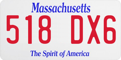 MA license plate 518DX6