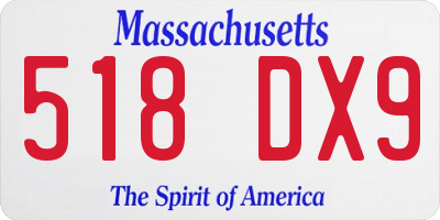 MA license plate 518DX9