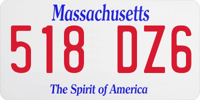 MA license plate 518DZ6