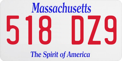 MA license plate 518DZ9
