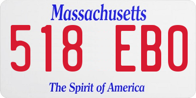 MA license plate 518EB0