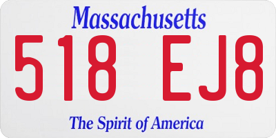 MA license plate 518EJ8