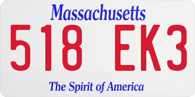 MA license plate 518EK3