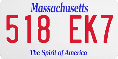 MA license plate 518EK7