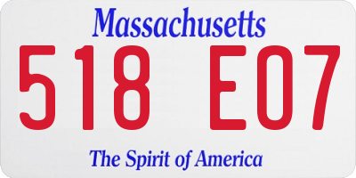 MA license plate 518EO7