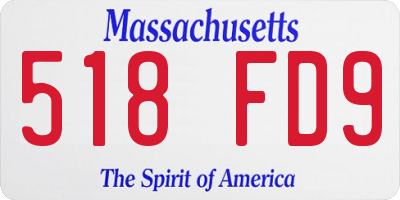 MA license plate 518FD9