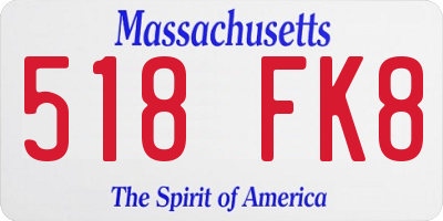 MA license plate 518FK8