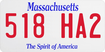 MA license plate 518HA2