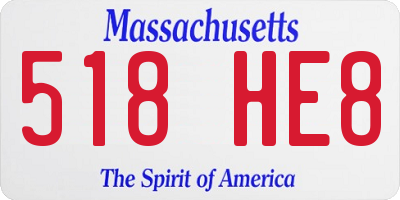 MA license plate 518HE8