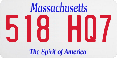 MA license plate 518HQ7