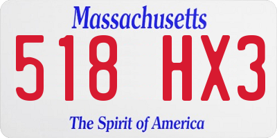 MA license plate 518HX3