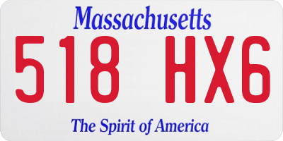 MA license plate 518HX6