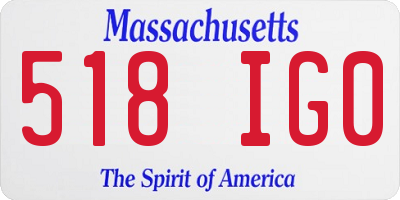 MA license plate 518IG0