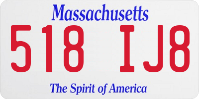 MA license plate 518IJ8
