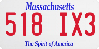 MA license plate 518IX3
