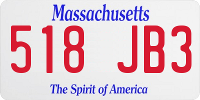 MA license plate 518JB3