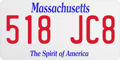 MA license plate 518JC8