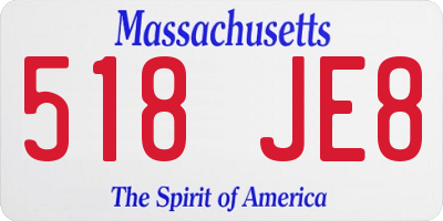 MA license plate 518JE8