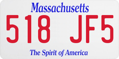 MA license plate 518JF5