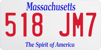 MA license plate 518JM7