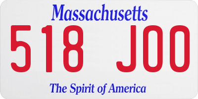 MA license plate 518JO0