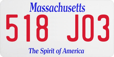 MA license plate 518JO3