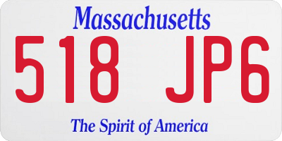 MA license plate 518JP6