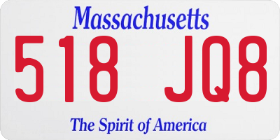 MA license plate 518JQ8