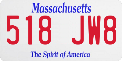 MA license plate 518JW8