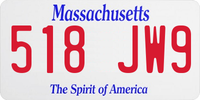 MA license plate 518JW9
