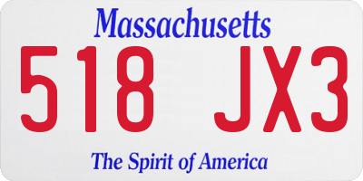 MA license plate 518JX3