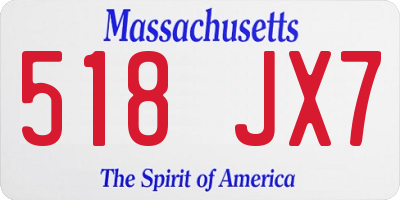 MA license plate 518JX7