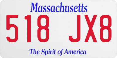 MA license plate 518JX8
