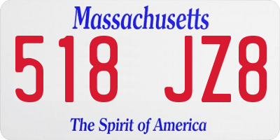 MA license plate 518JZ8