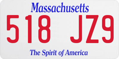 MA license plate 518JZ9