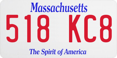 MA license plate 518KC8
