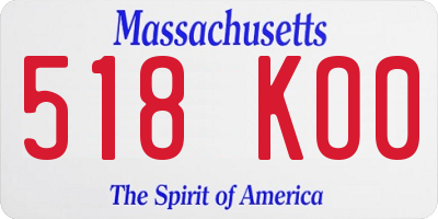 MA license plate 518KO0