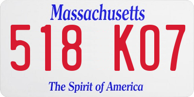 MA license plate 518KO7
