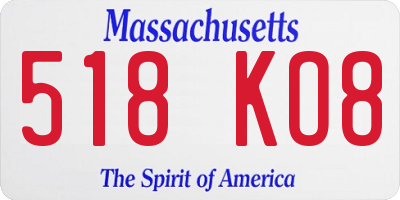 MA license plate 518KO8