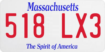 MA license plate 518LX3