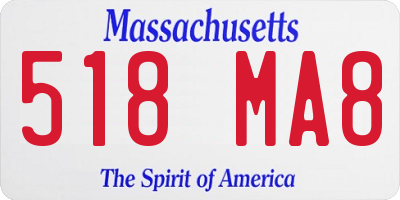 MA license plate 518MA8