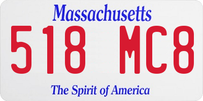 MA license plate 518MC8