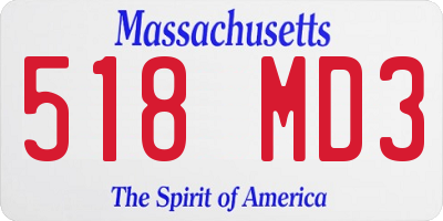 MA license plate 518MD3