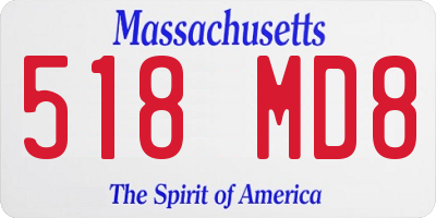 MA license plate 518MD8