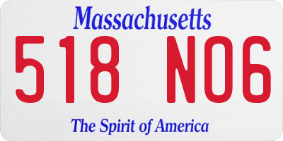 MA license plate 518NO6