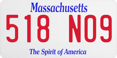 MA license plate 518NO9