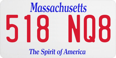 MA license plate 518NQ8