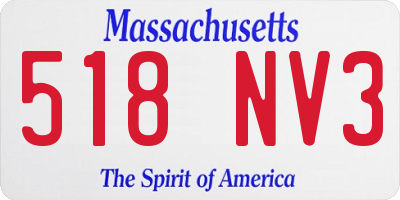 MA license plate 518NV3
